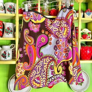 Y2k groovy psychedelic bright colorful paisley & floral print mini skirt